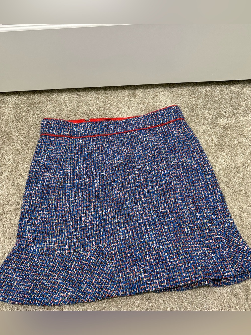J. Crew Navy Skirt with Red Grosgrain Waistband